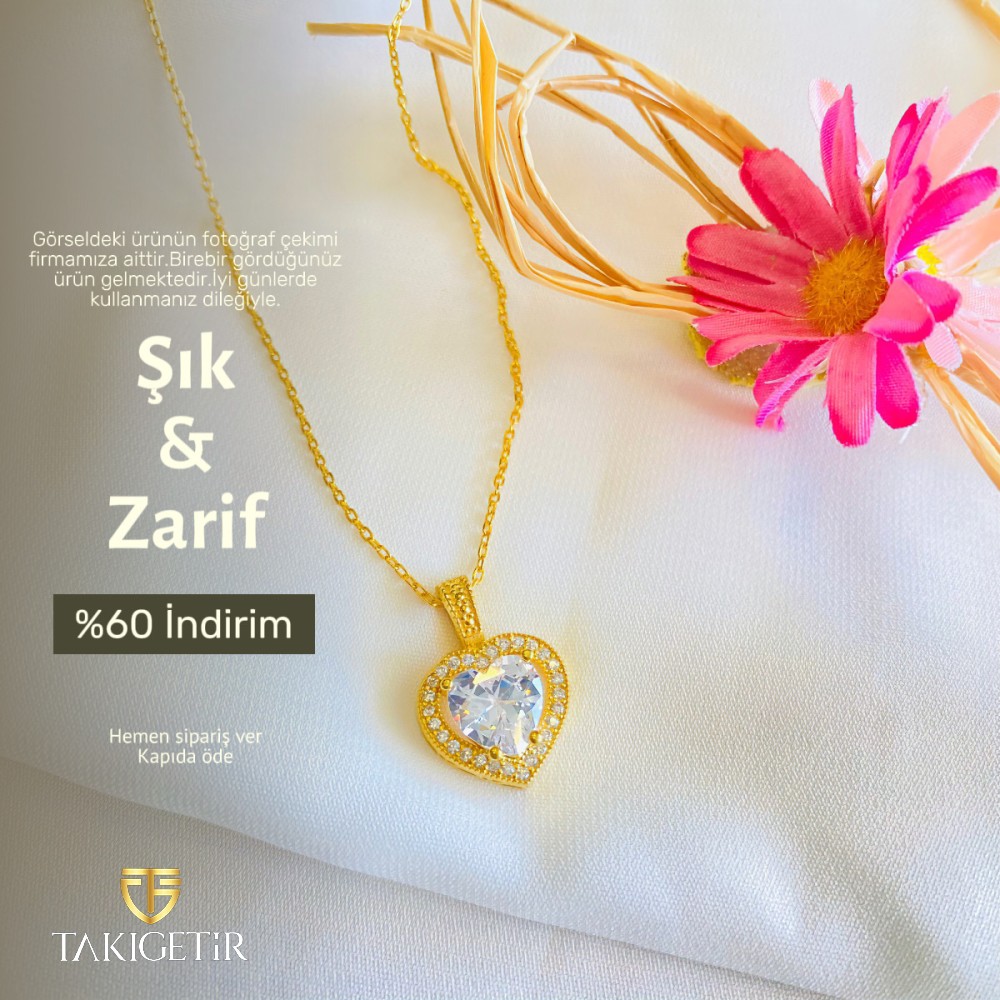 Altın Kaplama Zirkon Taşlı Sonsuz Aşk Baget Kolye Kampanyası!