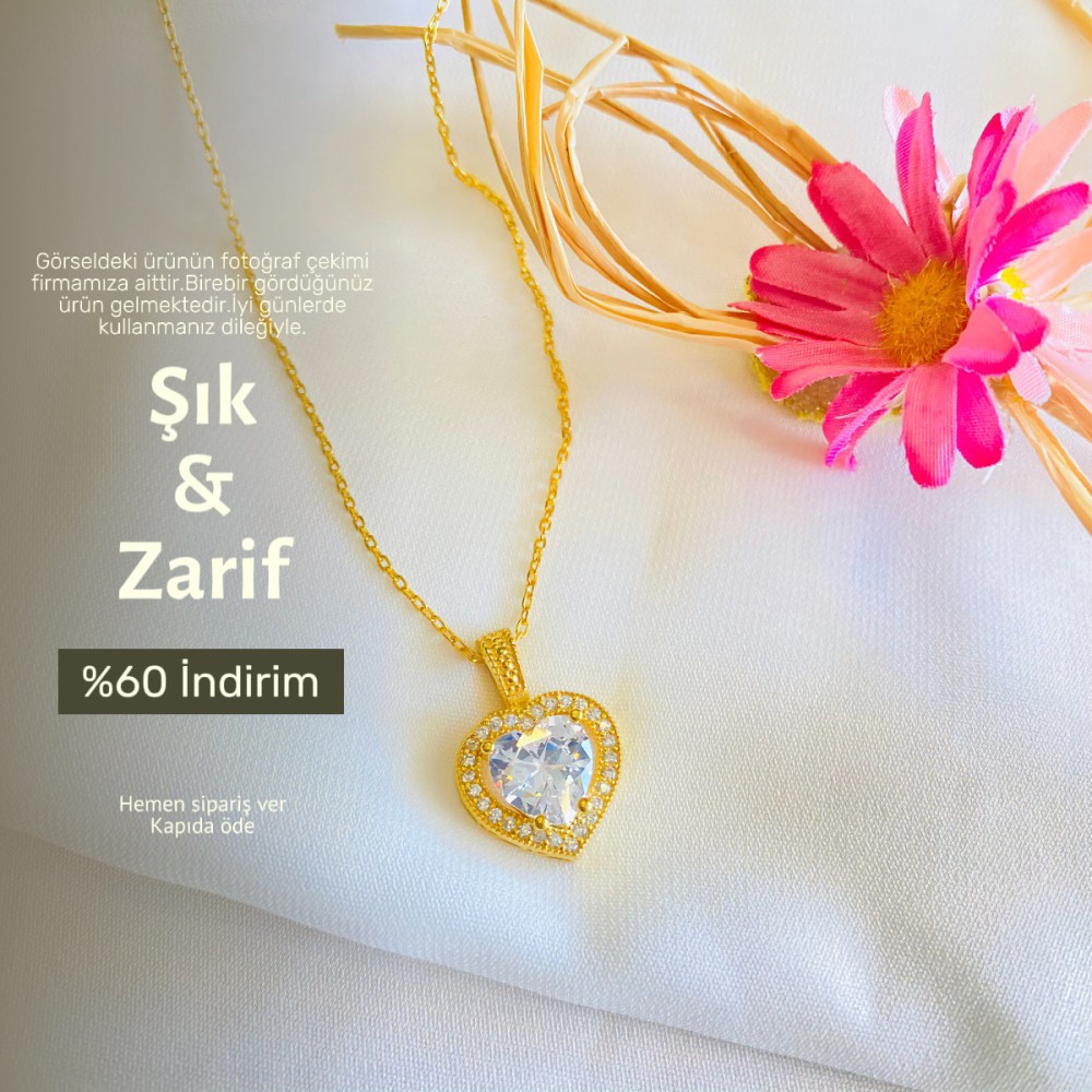 Altın Kaplama Zirkon Taşlı Sonsuz Aşk Baget Kolye Kampanyası!