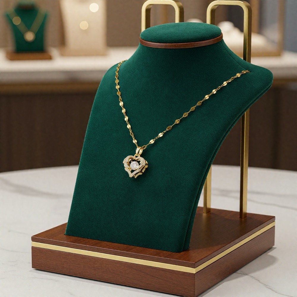 Çelik 14 ayar altın kaplama ışıltı kolye kampanya