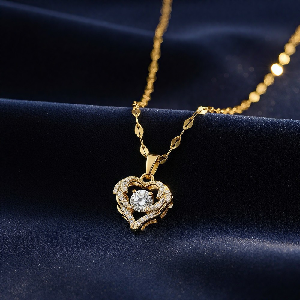 Çelik 14 ayar altın kaplama ışıltı kolye kampanya