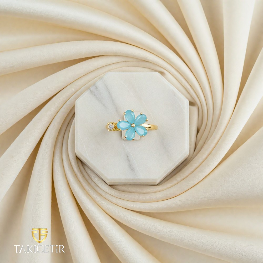 Turkuaz Papatya Yüzük