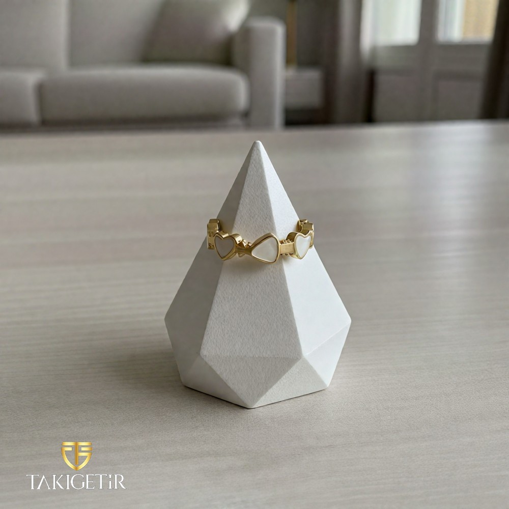 İnci Kalpler Yüzük