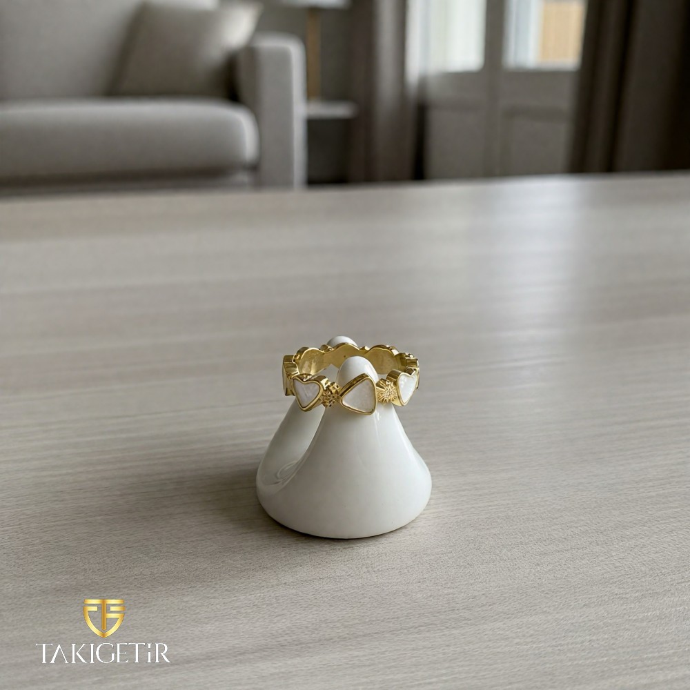 İnci Kalpler Yüzük