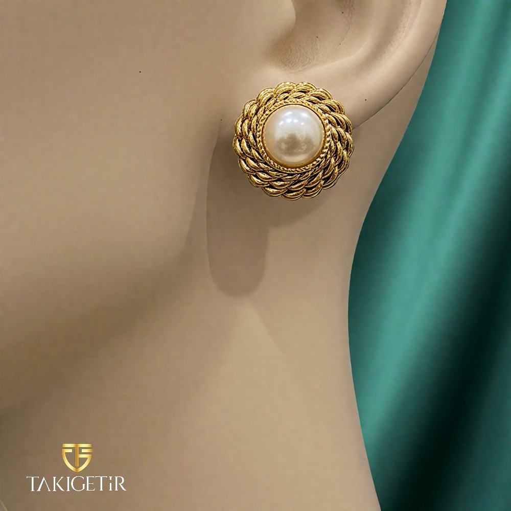 Vintage Kaboşon Küpe