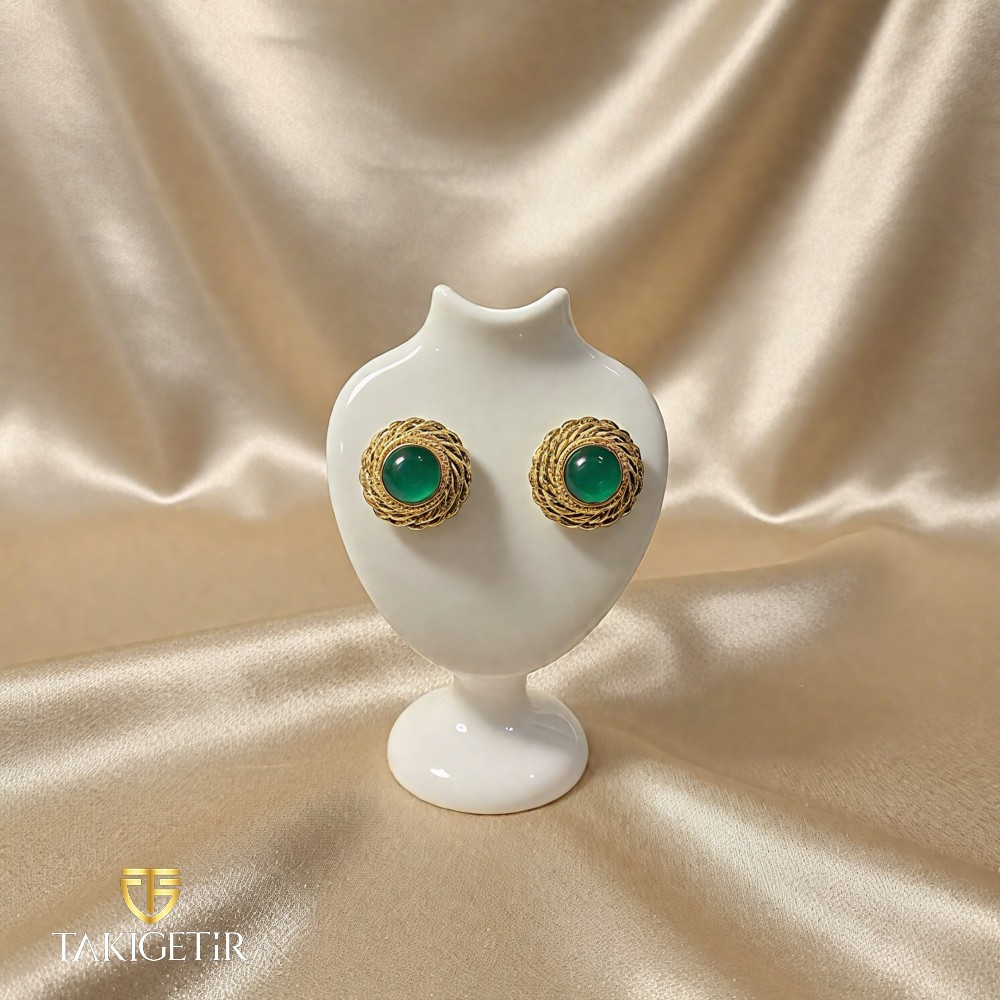 Vintage Kaboşon Küpe