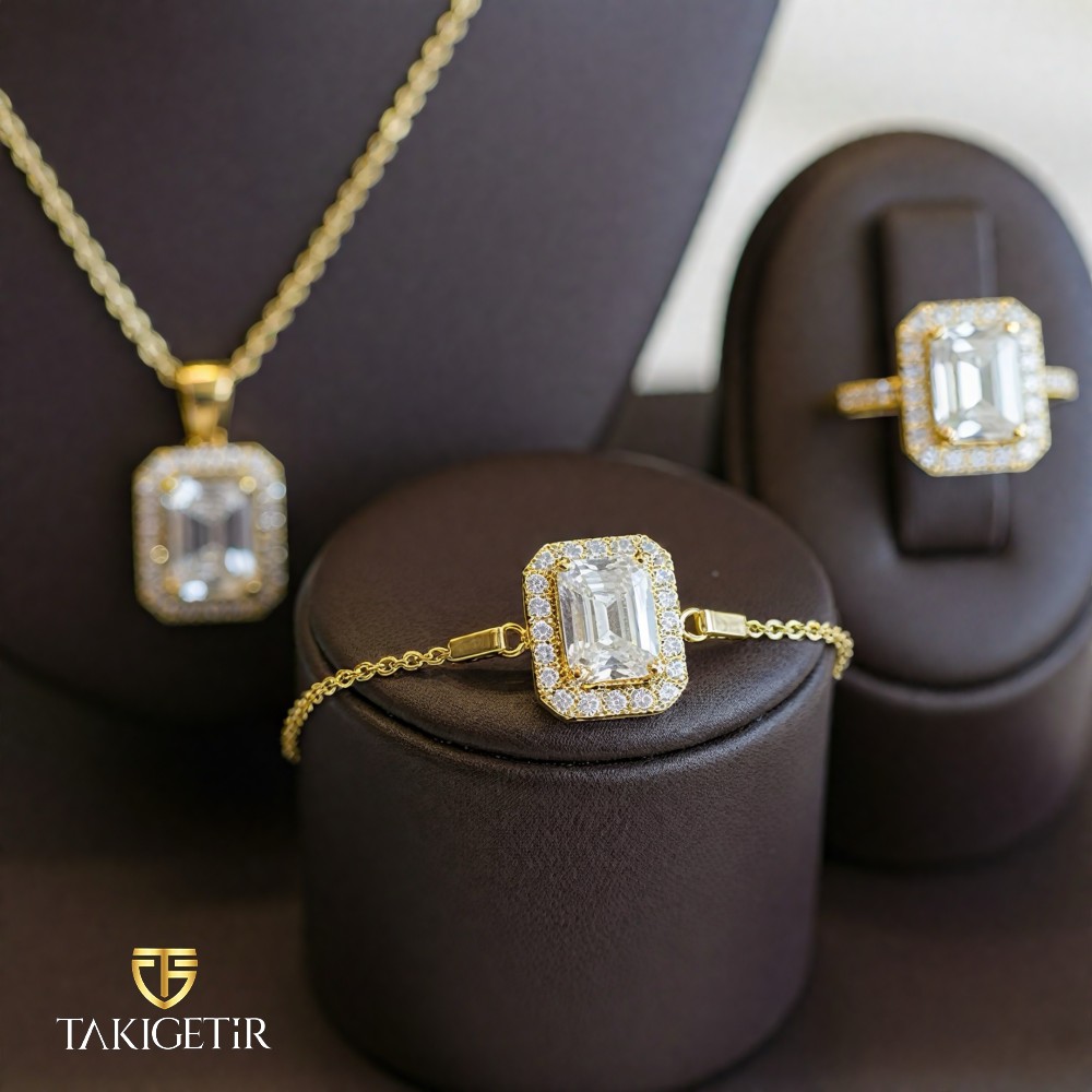 Gümüş Zümrüt Gold Set