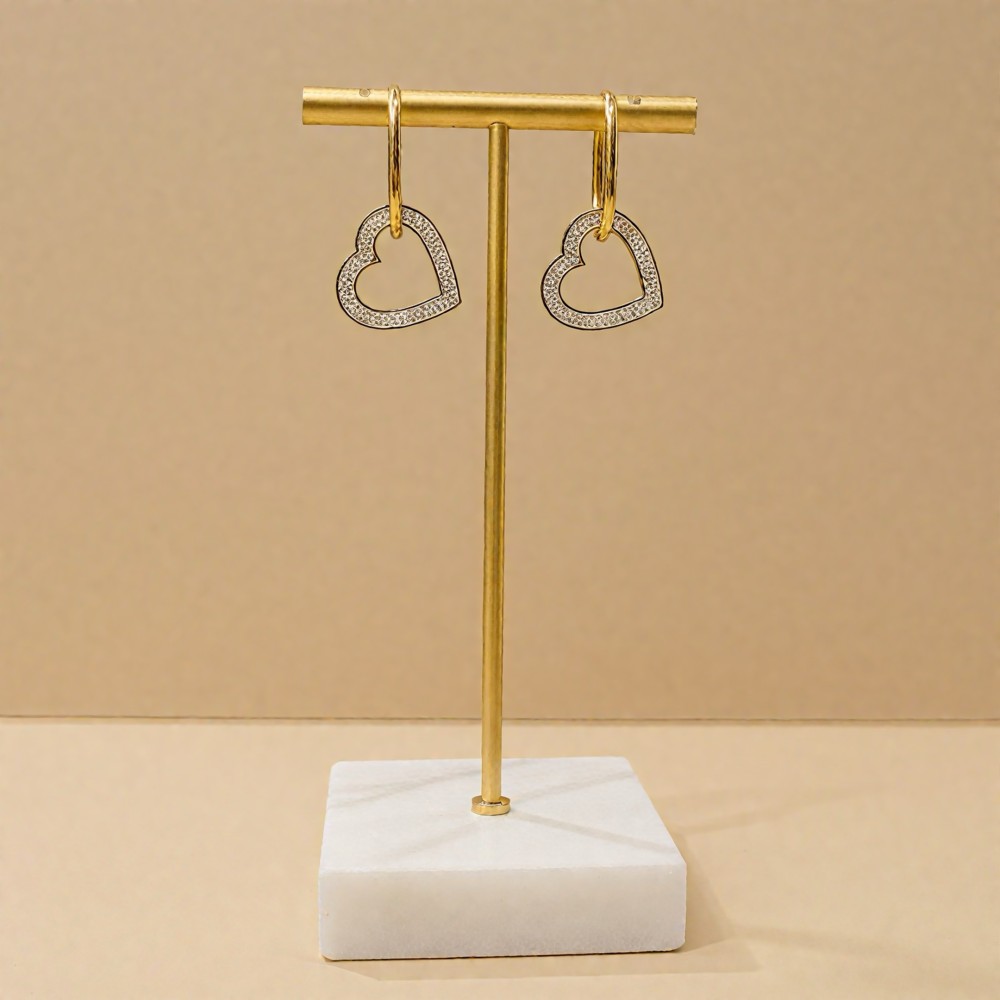 Zirkon Çerçeveli Kalp Küpe