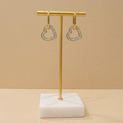 Zirkon Çerçeveli Kalp Küpe