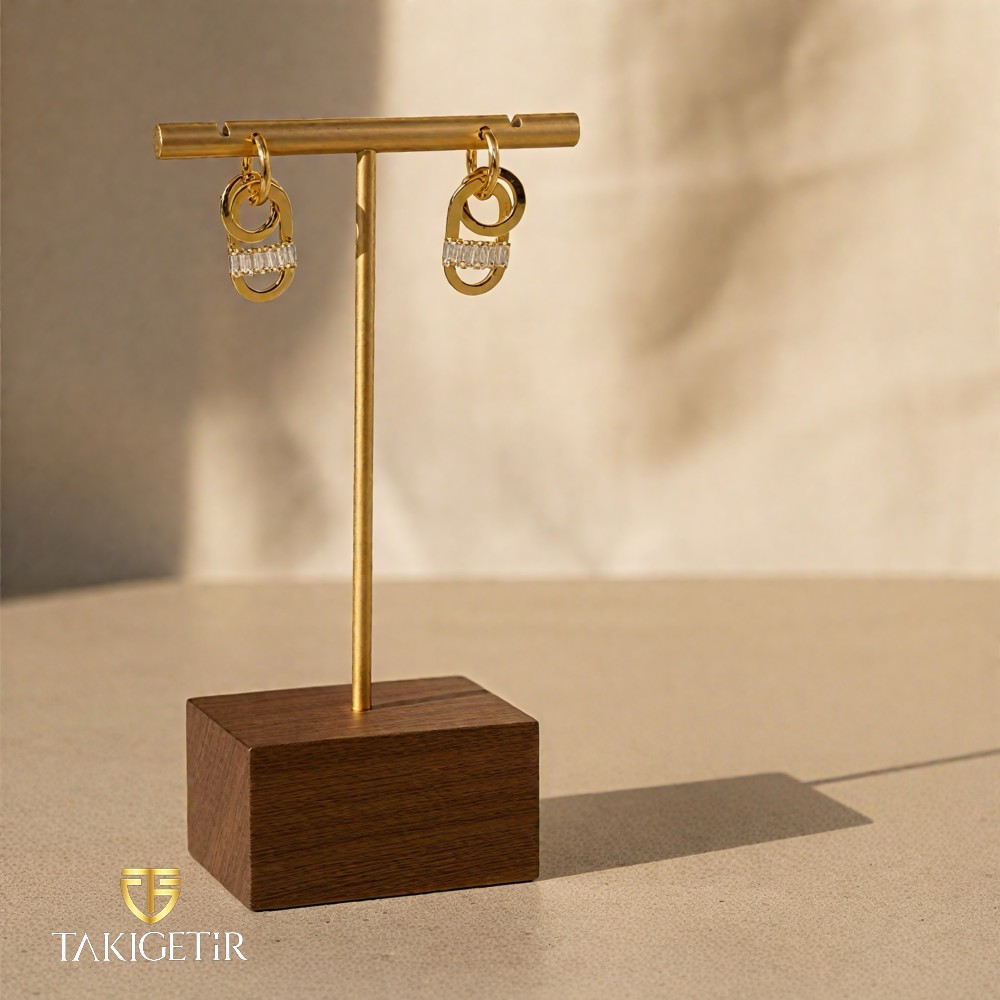 Baget Taşlı Kilit Küpe