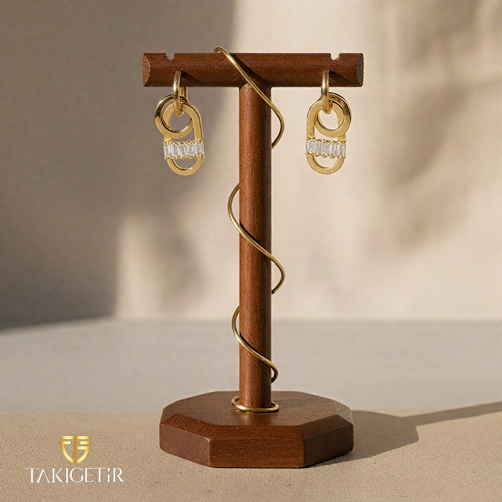 Baget Taşlı Kilit Küpe