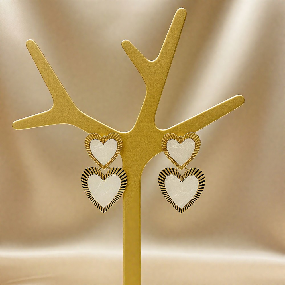 Çift Kalpli Sedef Küpe