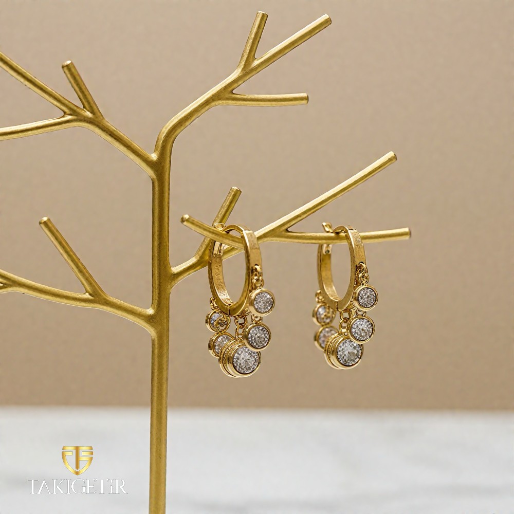 Basamaklı Işıltı Küpe