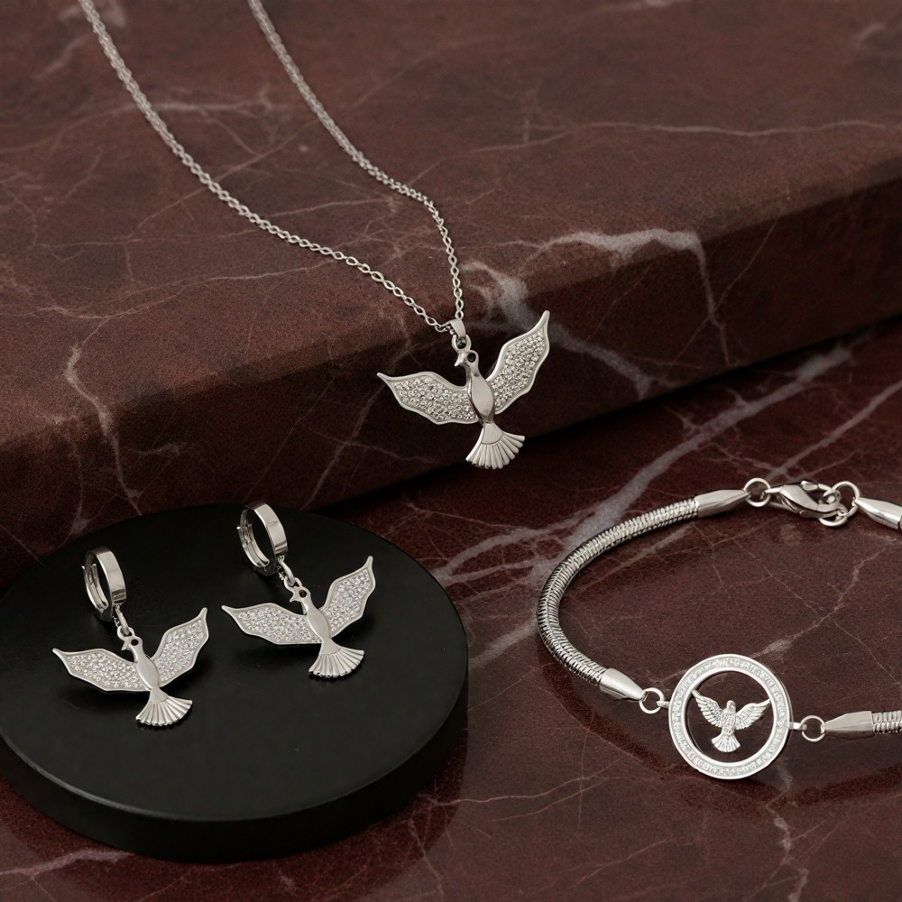 Anka Kuşu Rodyum Set