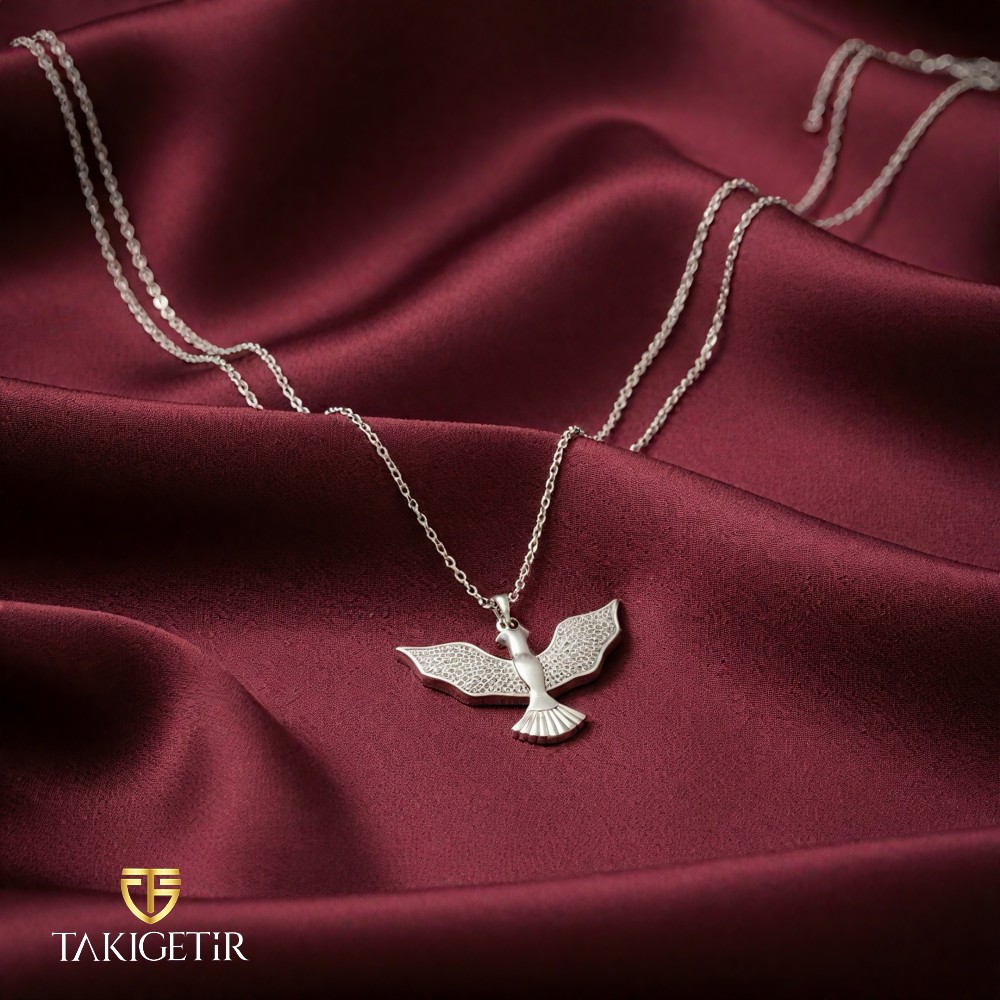 Rodyum Anka Kuşu Kolye